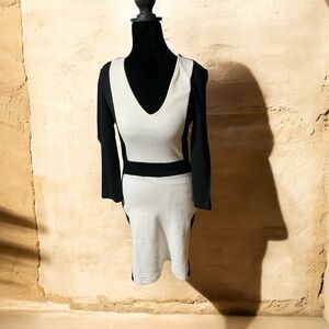 French Connection Women's Black and White Long Sleeve Dress Size 10